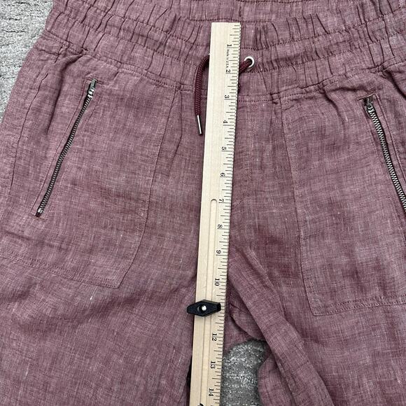 Athleta Pants Womens 10 Mauve Elastic Waist Drawstring Cabo Wide Leg Linen - Picture 9 of 11